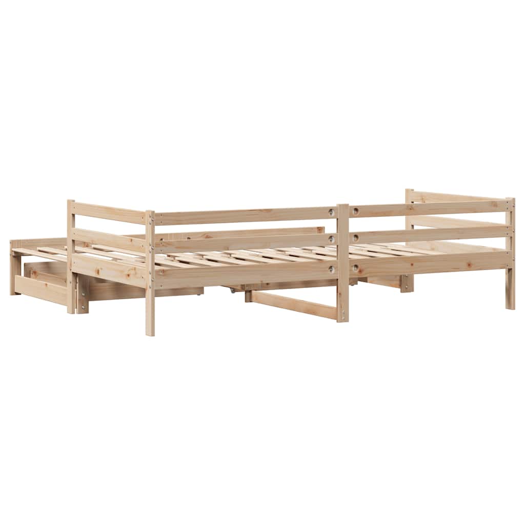 daybed med udtræk og skuffer uden madras 80x200 cm