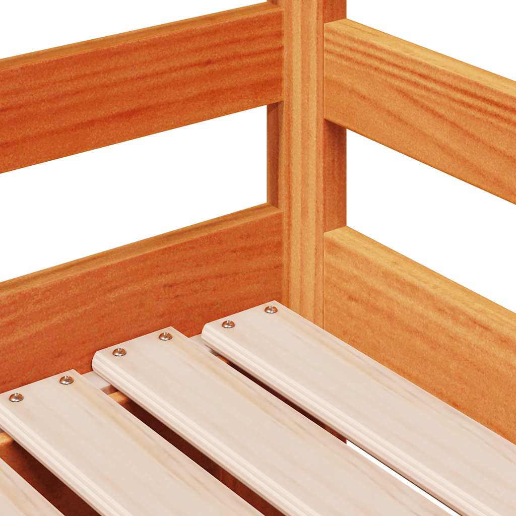 daybed med udtræk skuffer 80x200 cm massivt fyrretræ gyldenbrun