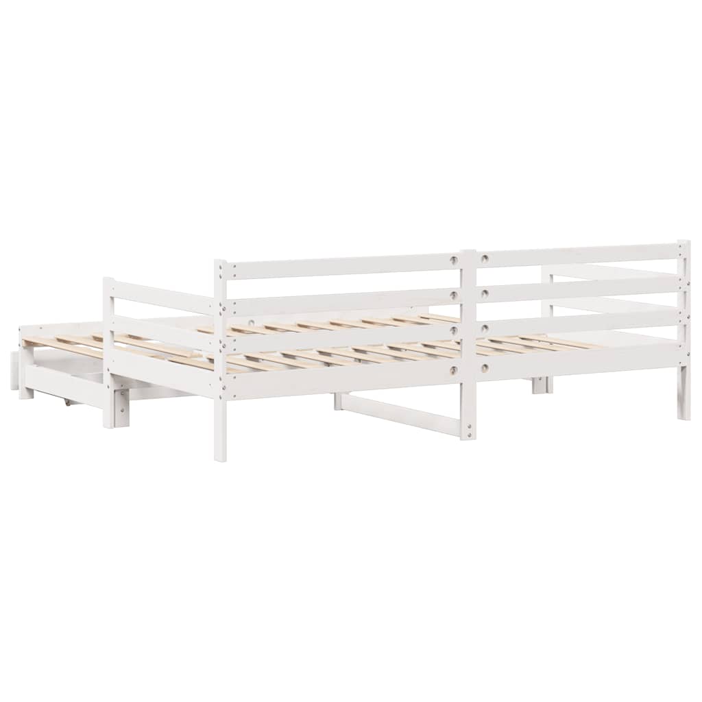 daybed med udtræk og skuffer uden madras 90x190 cm hvid
