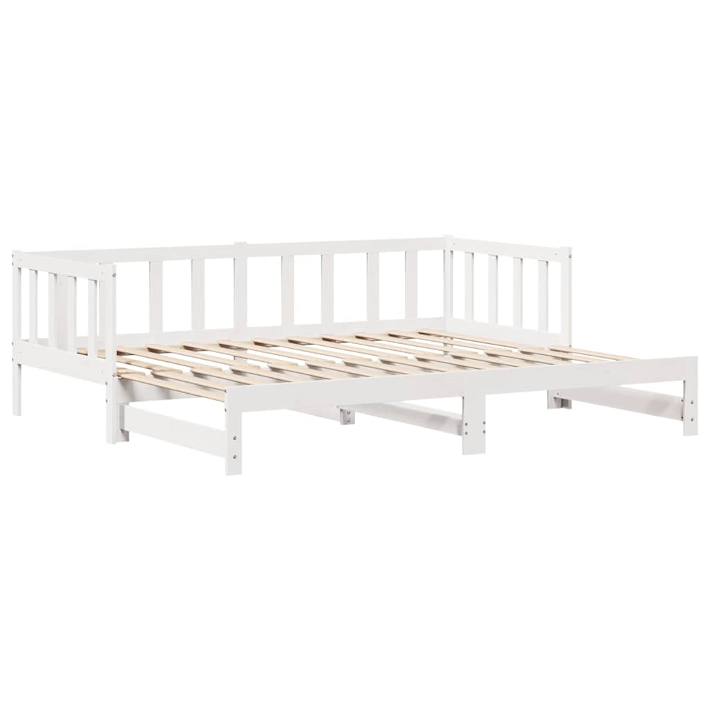 daybed med udtræk og skuffer uden madras 80x200 cm hvid