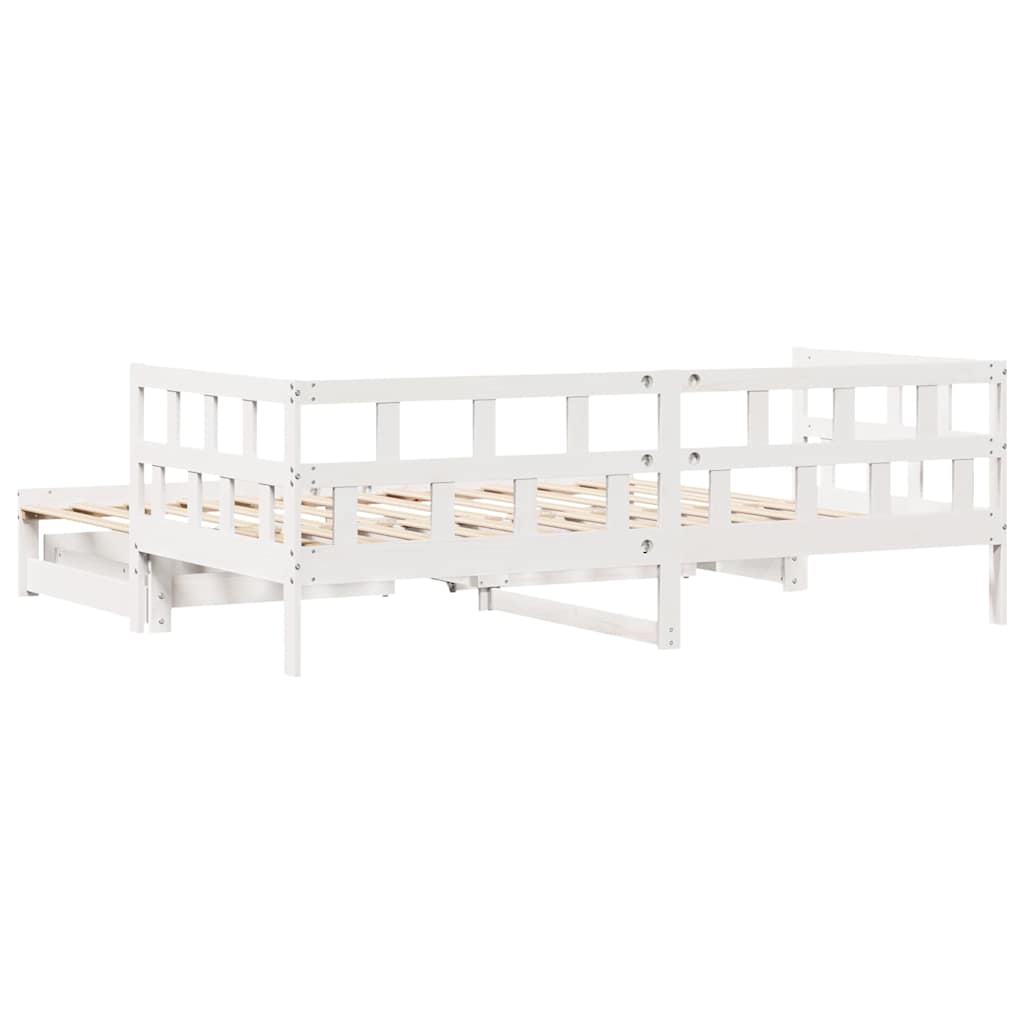 daybed med udtræk og skuffer uden madras 90x200 cm hvid