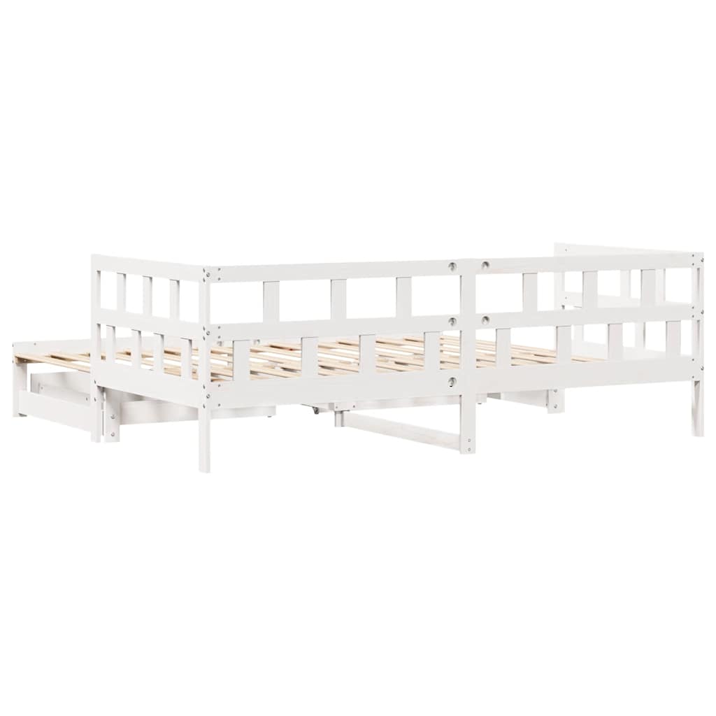 daybed med udtræk og skuffer uden madras 80x200 cm hvid