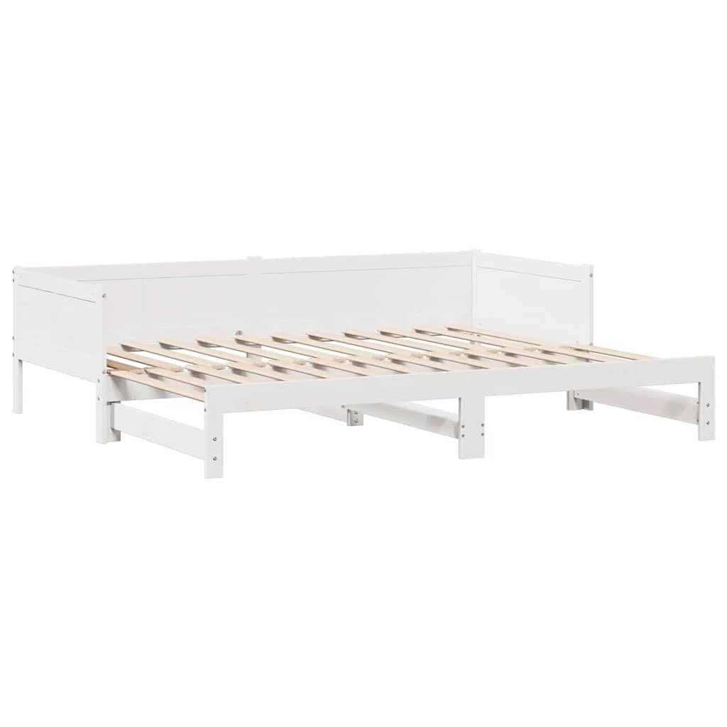 daybed med udtræk og skuffer uden madras 80x200 cm hvid