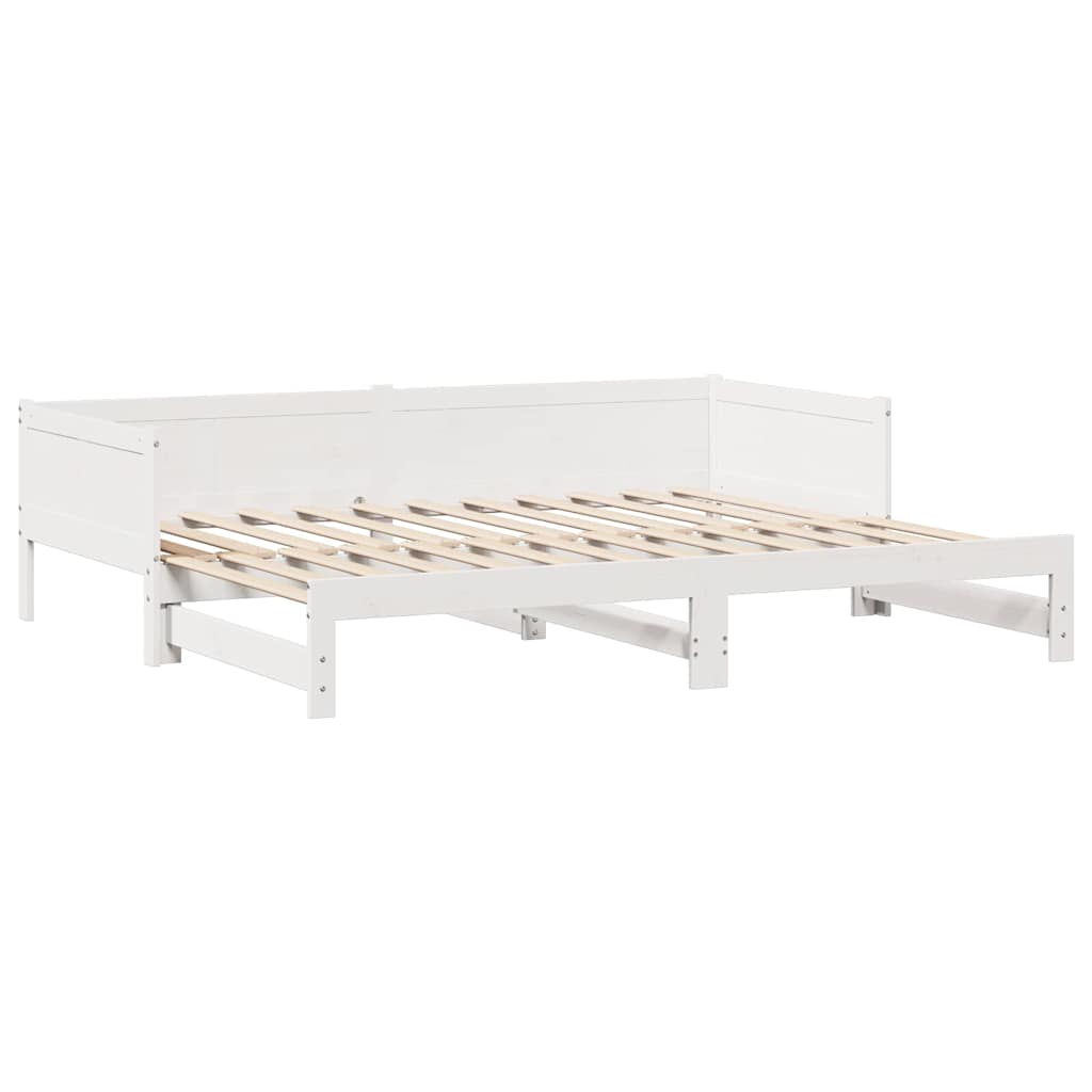 daybed med udtræk og skuffer uden madras 90x190 cm hvid