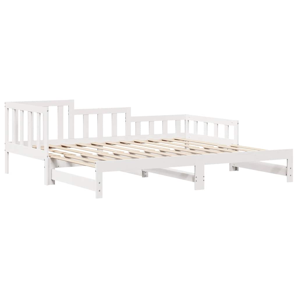 daybed med udtræk og skuffer uden madras 90x200 cm hvid