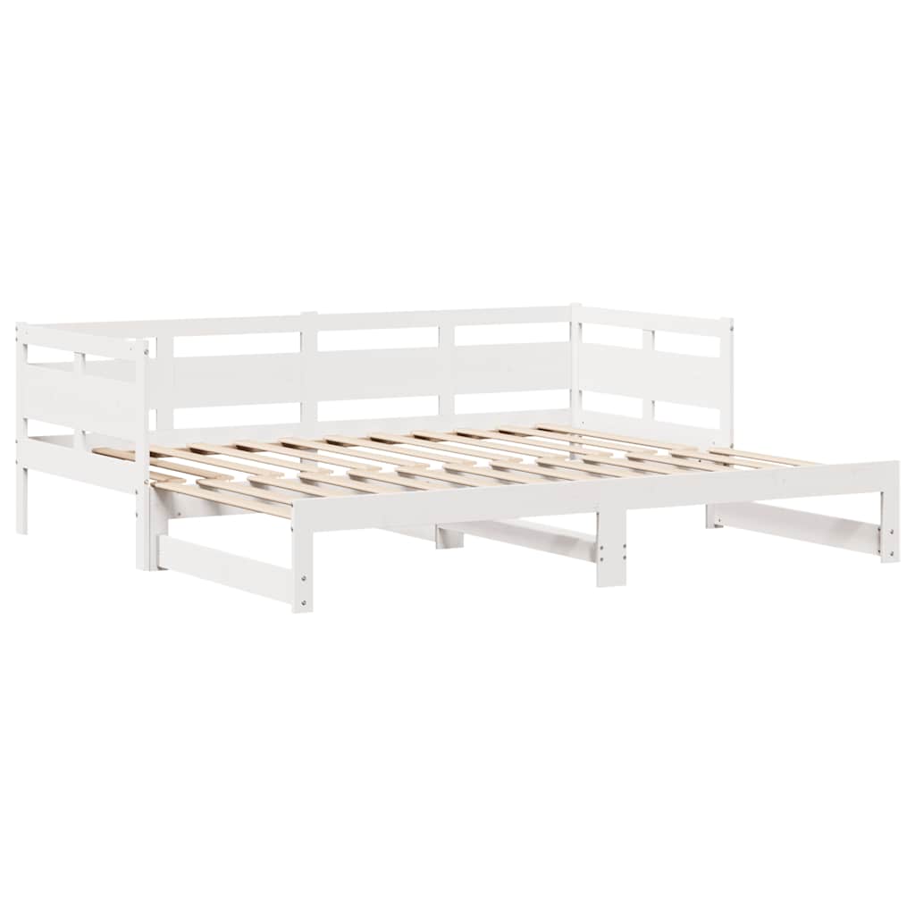 daybed med udtræk og skuffer uden madras 90x200 cm hvid