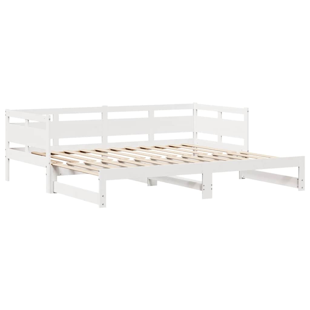 daybed med udtræk og skuffer uden madras 80x200 cm hvid