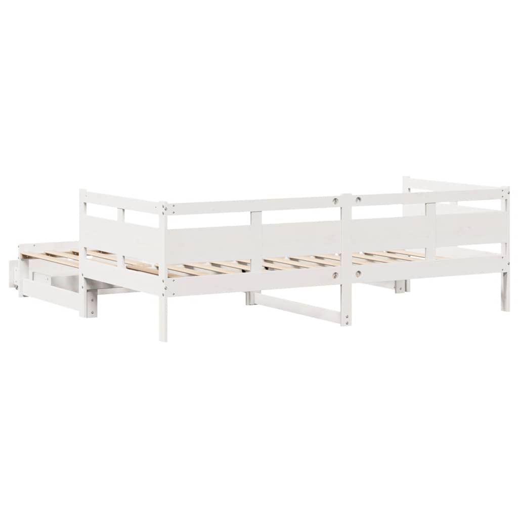 daybed med udtræk og skuffer uden madras 90x190 cm hvid