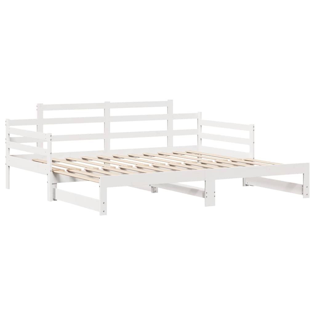 daybed med udtræk og skuffer uden madras 80x200 cm hvid
