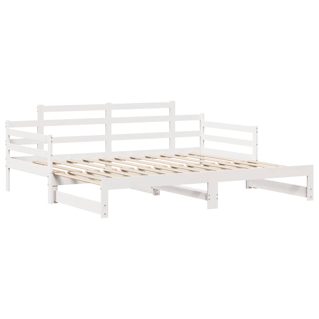 daybed med udtræk og skuffer uden madras 90x190 cm hvid