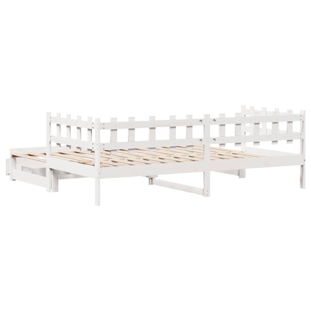 daybed med udtræk og skuffer uden madras 80x200 cm hvid