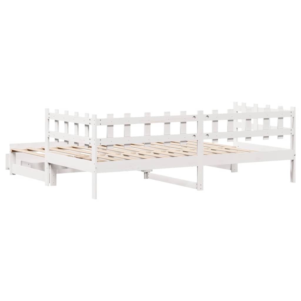 daybed med udtræk og skuffer uden madras 90x190 cm hvid