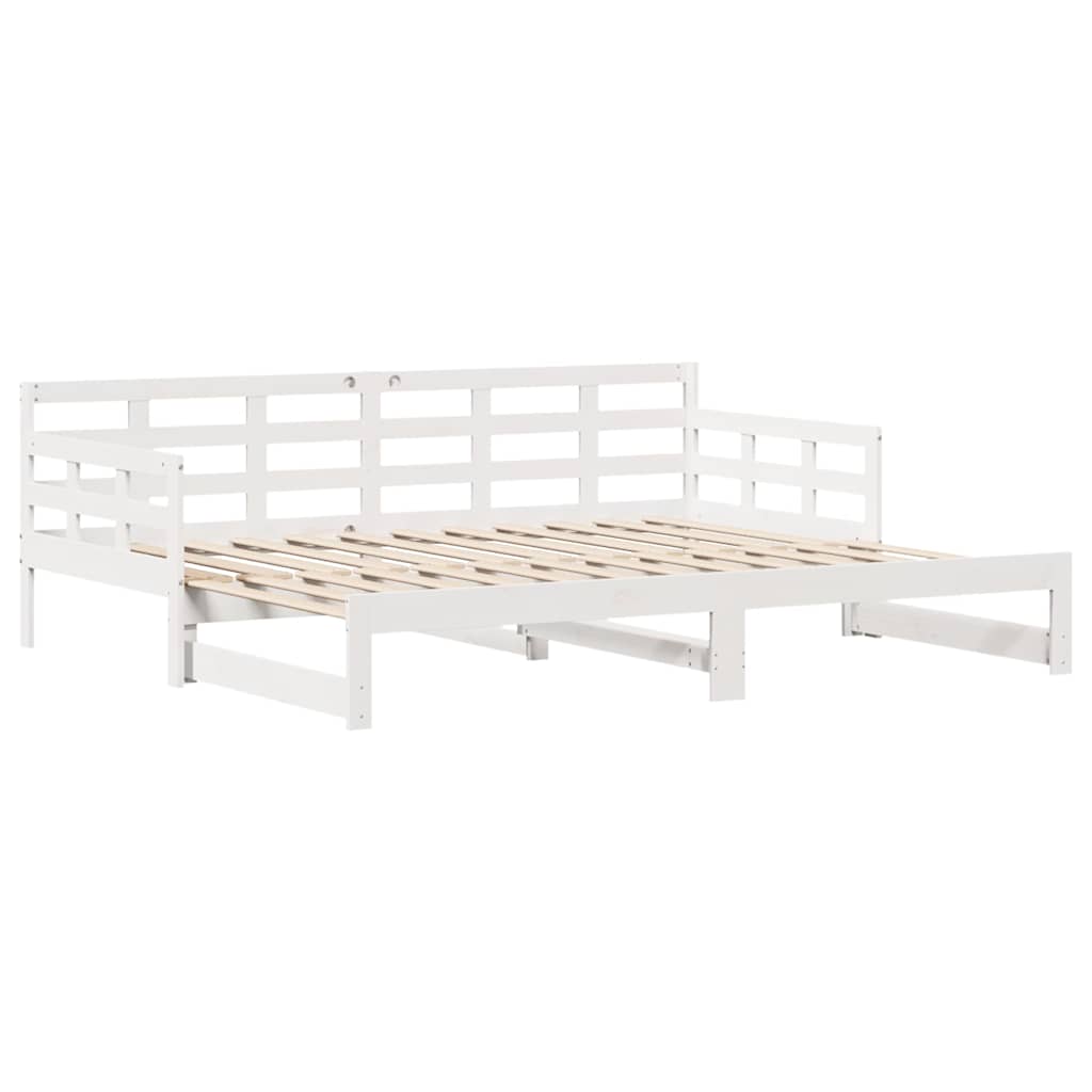 daybed med udtræk og skuffer uden madras 80x200 cm hvid