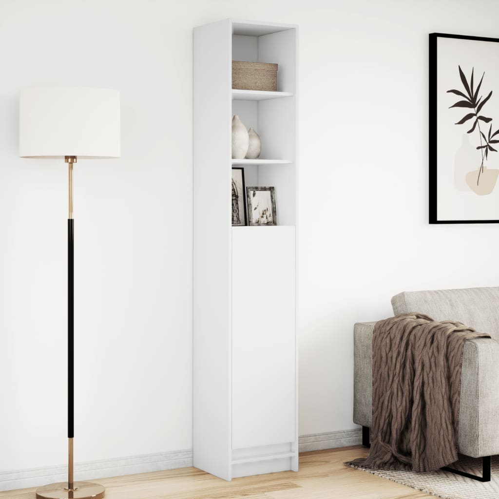 reol med LED-lys 36x32,5x200 cm konstrueret træ hvid