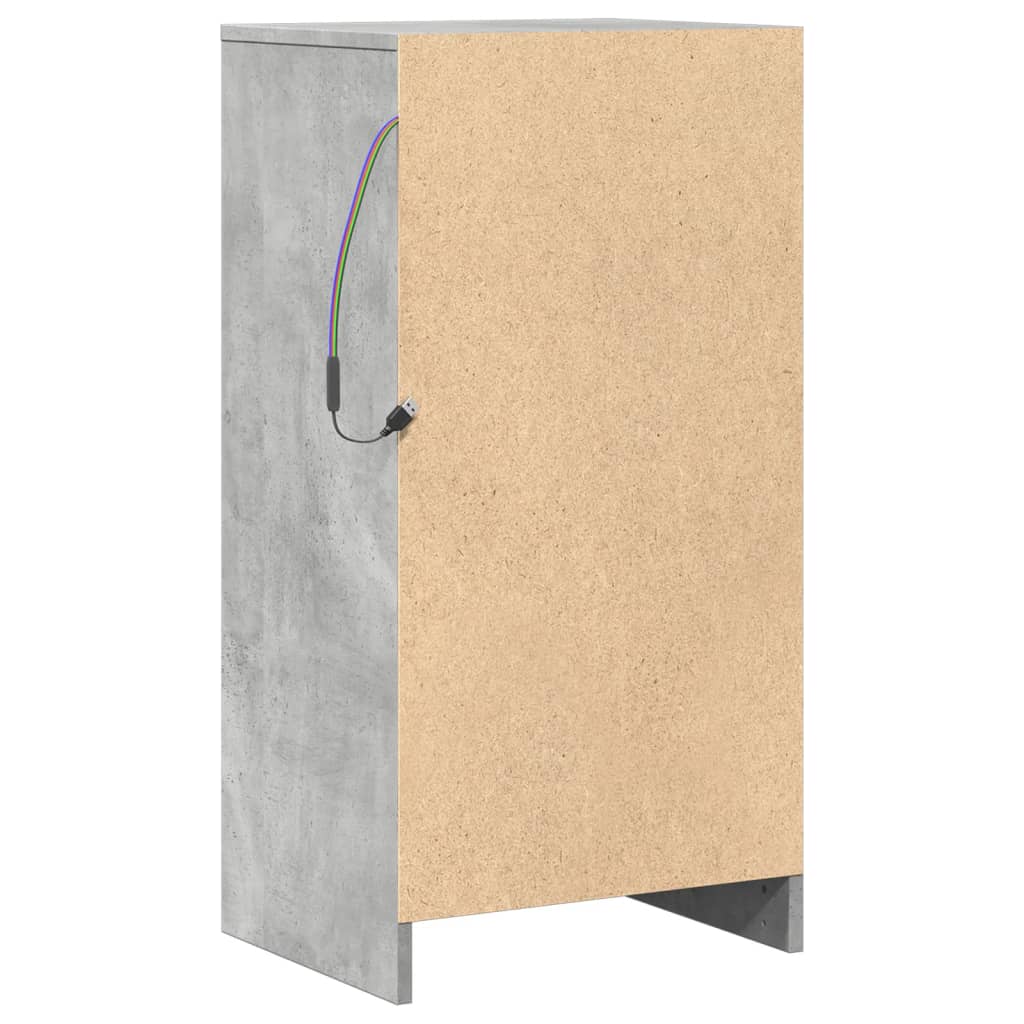 skab med LED-lys 42,5x34x85 cm konstrueret træ betongrå