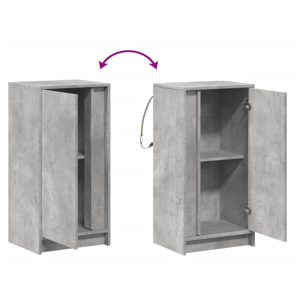 skab med LED-lys 42,5x34x85 cm konstrueret træ betongrå