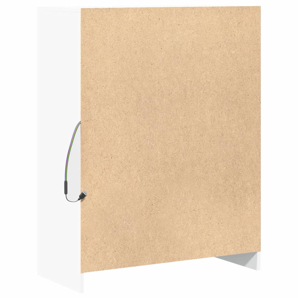 reol med LED 77x34x100 cm konstrueret træ hvid