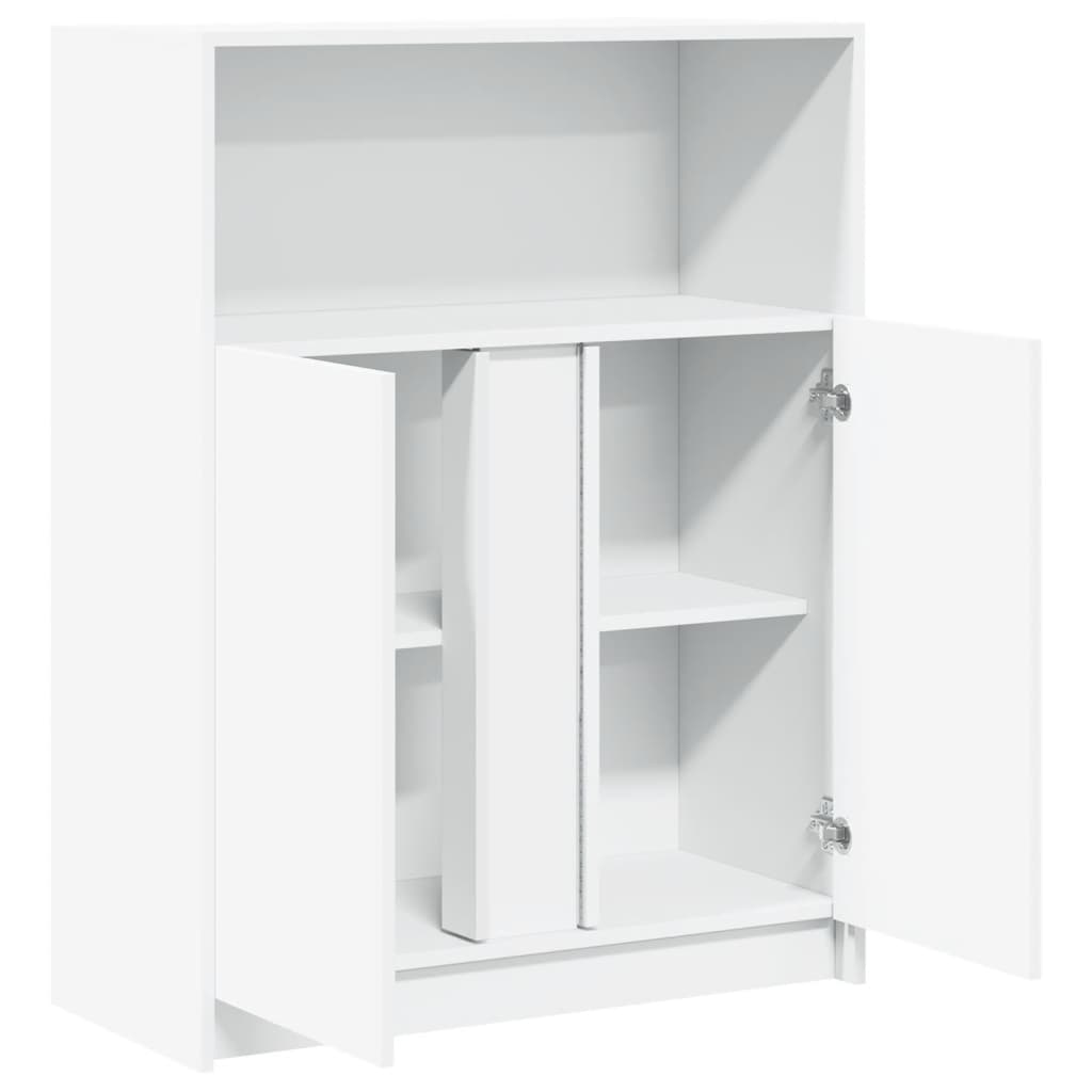 reol med LED 77x34x100 cm konstrueret træ hvid