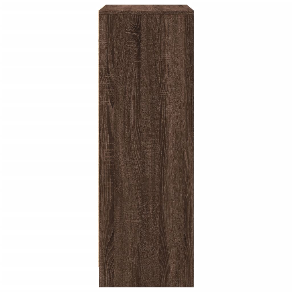 skab med LED-lys 77x34x100 cm konstrueret træ brun egetræ