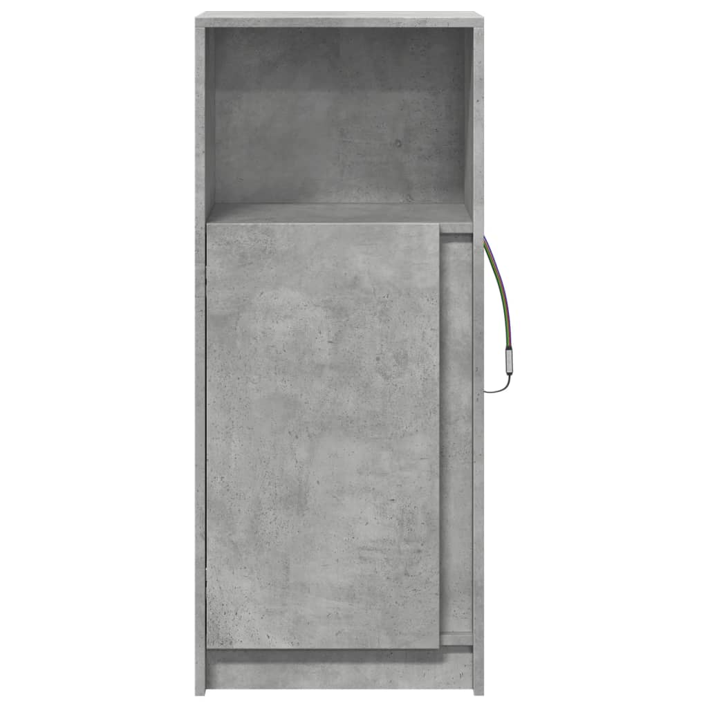 skab med LED-lys 42,5x34x100 cm konstrueret træ betongrå