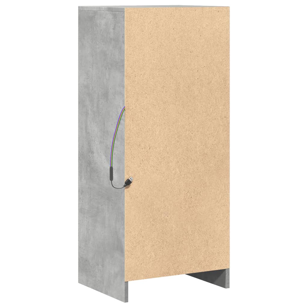 skab med LED-lys 42,5x34x100 cm konstrueret træ betongrå