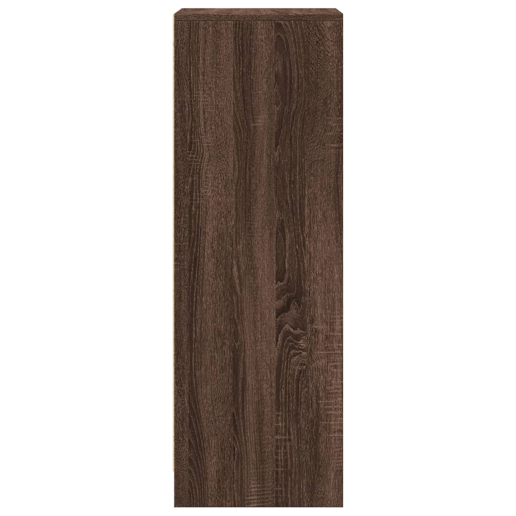 reol med LED 42,5x34x100 cm konstrueret træ brun egetræ