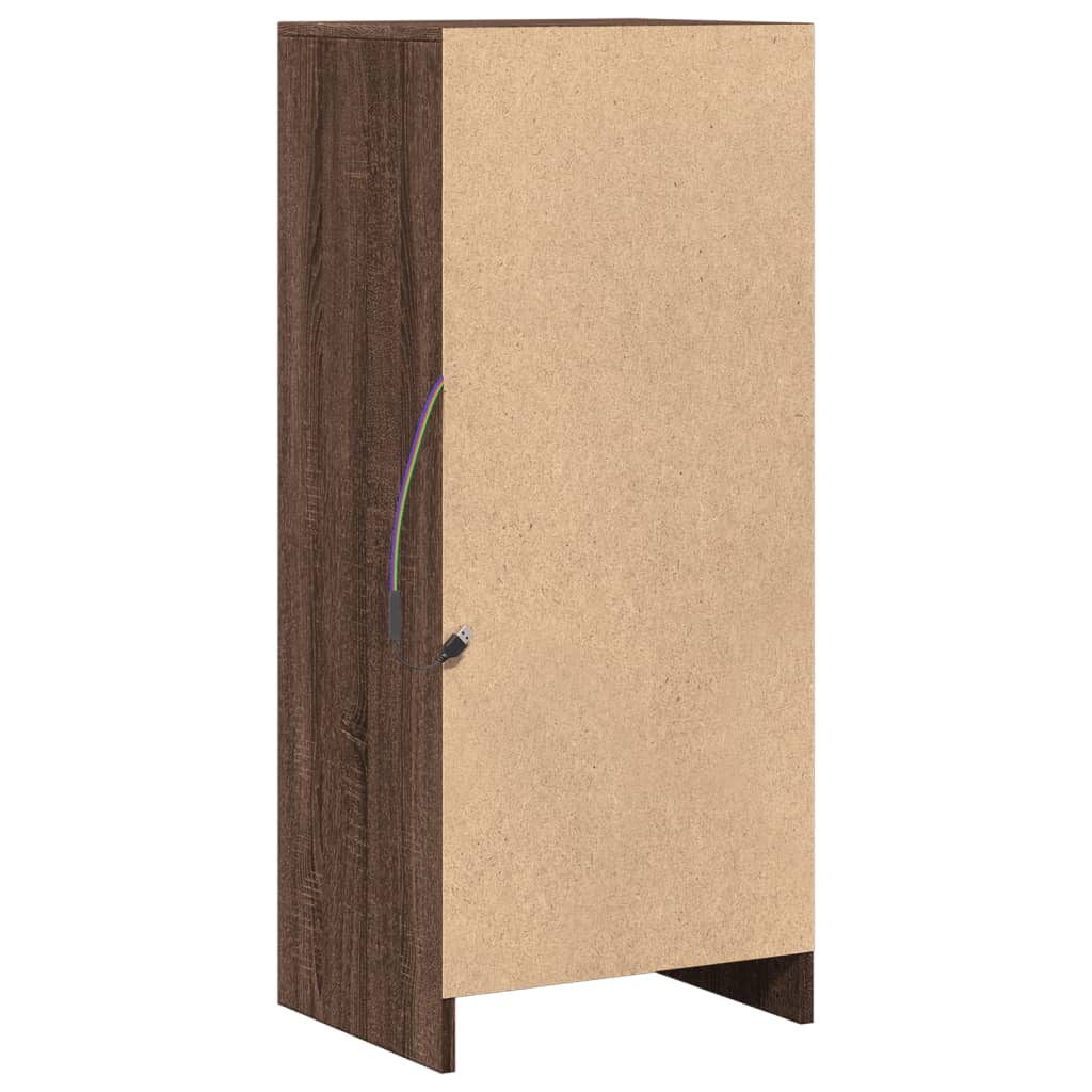 reol med LED 42,5x34x100 cm konstrueret træ brun egetræ