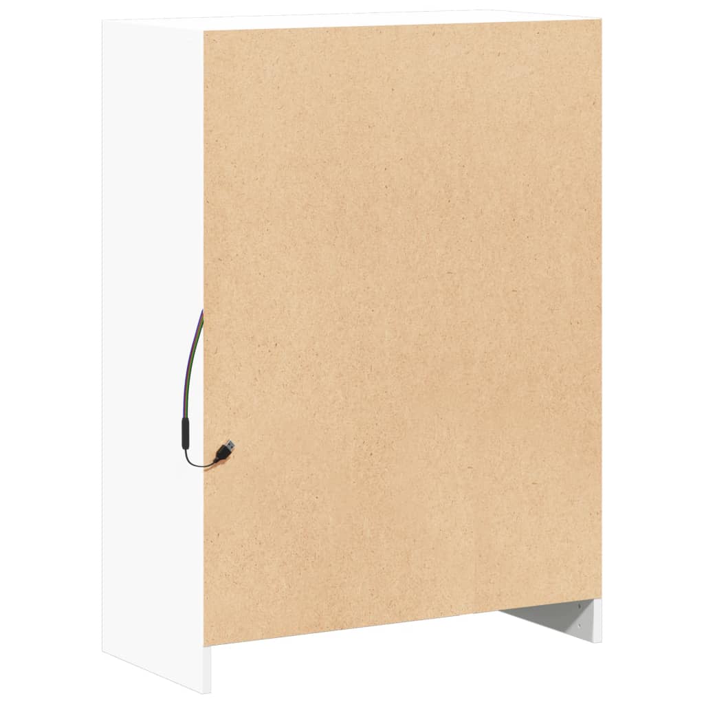 reol med LED 72x34x100 cm konstrueret træ hvid