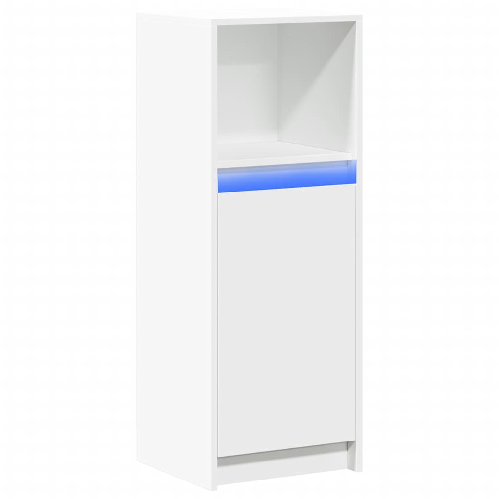 reol med LED-lys 38x34x100 cm konstrueret træ hvid