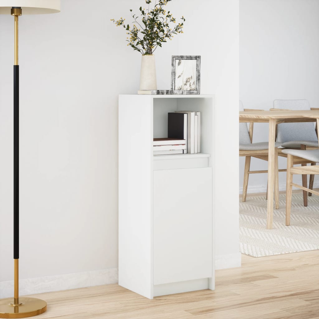 reol med LED-lys 38x34x100 cm konstrueret træ hvid