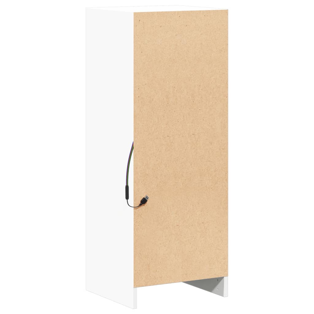 reol med LED-lys 38x34x100 cm konstrueret træ hvid