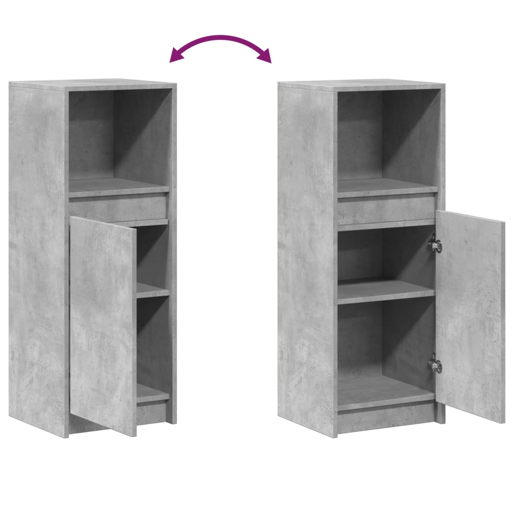 skab med LED-lys 38x34x100 cm konstrueret træ betongrå