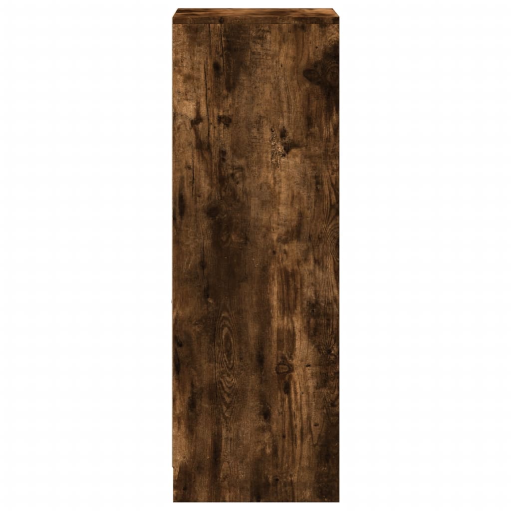 skab med LED 38x34x100 cm konstrueret træ røget egetræsfarve