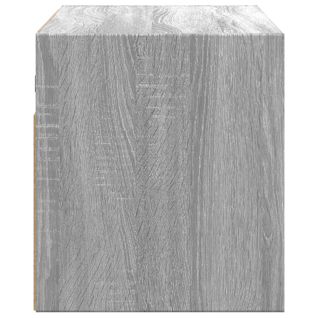 væghængt tv-bord med LED-lys 80x31x35 cm grå sonoma-eg