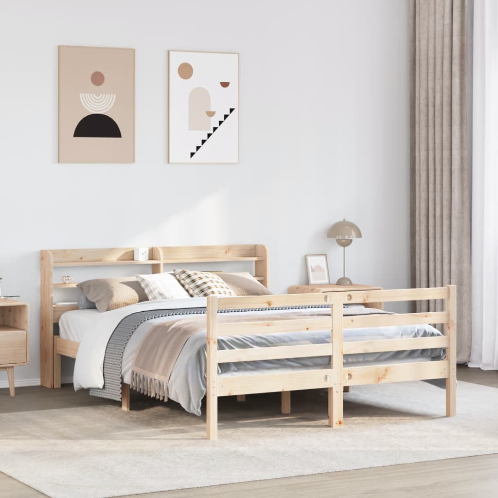 sengeramme med sengegavl 120x190 cm massivt fyrretræ