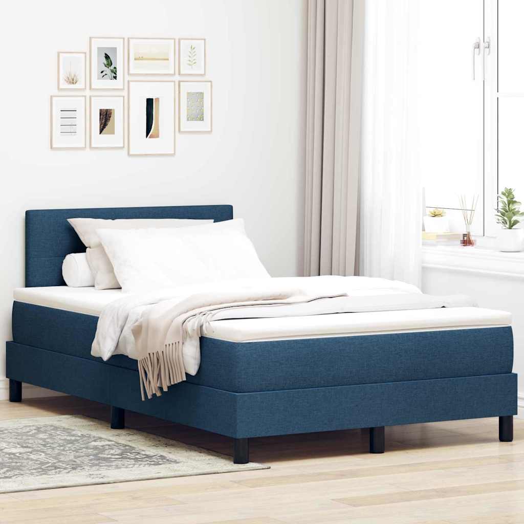 Boxmadras med topmadras med madras Mørk blå 120 x 190 cm Stof