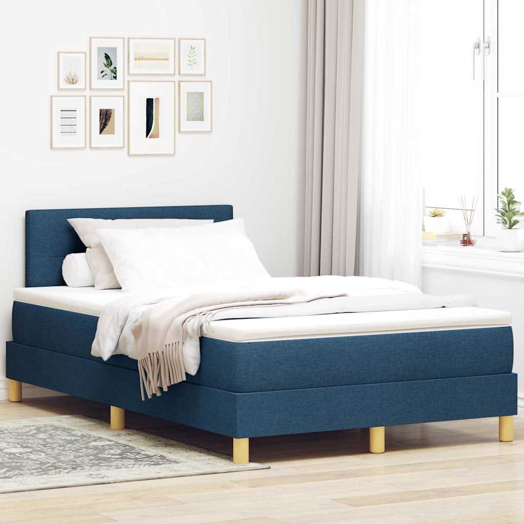 Boxmadras med topmadras med madras Blå 120 x 190 cm Stof