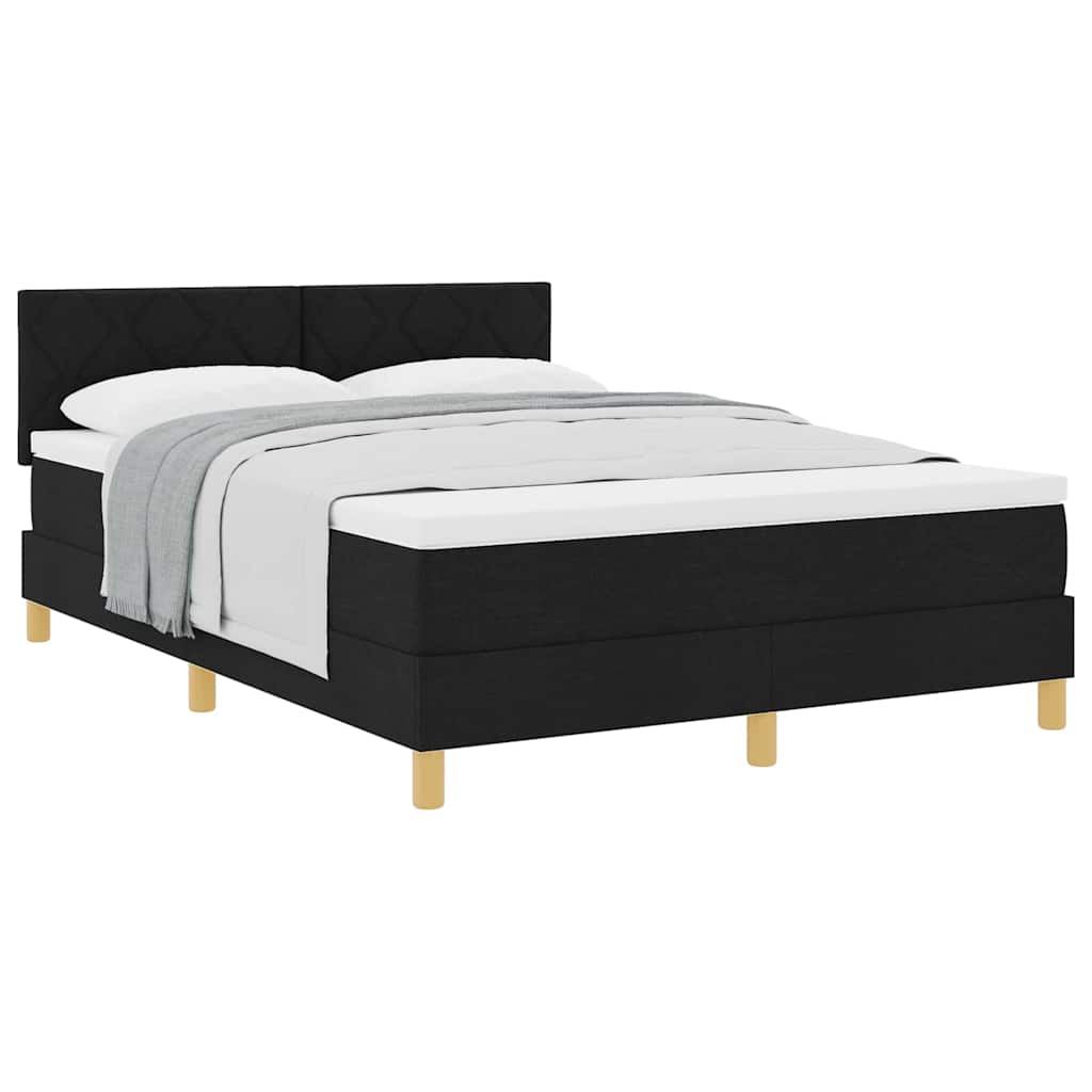 Boxmadras med topmadras med madras Sort 140 x 200 cm Stof