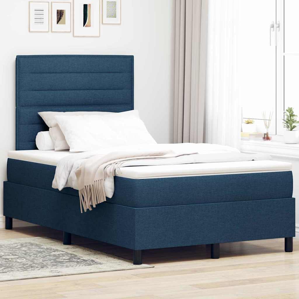 Box spring seng med madras med hovedgærde Blå 120 x 190 cm Stof