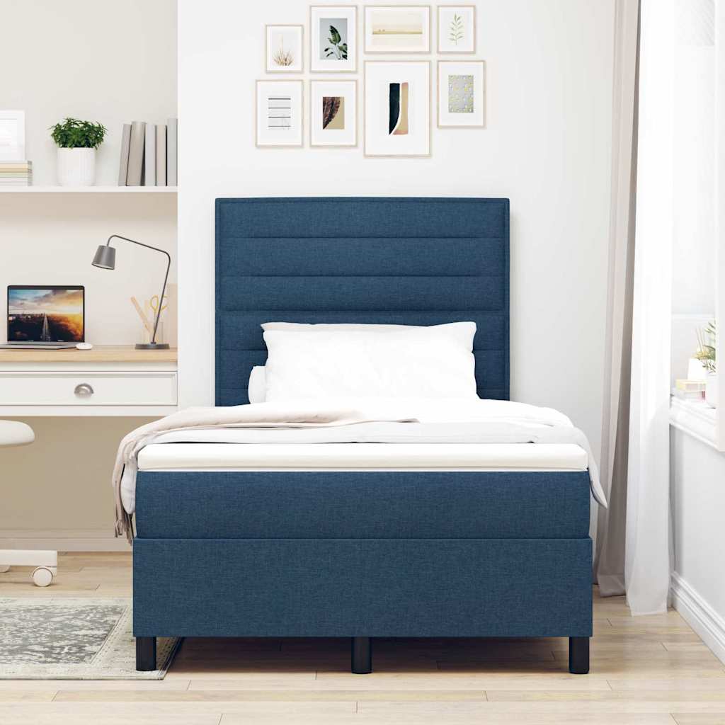 Box spring seng med madras med hovedgærde Blå 120 x 190 cm Stof
