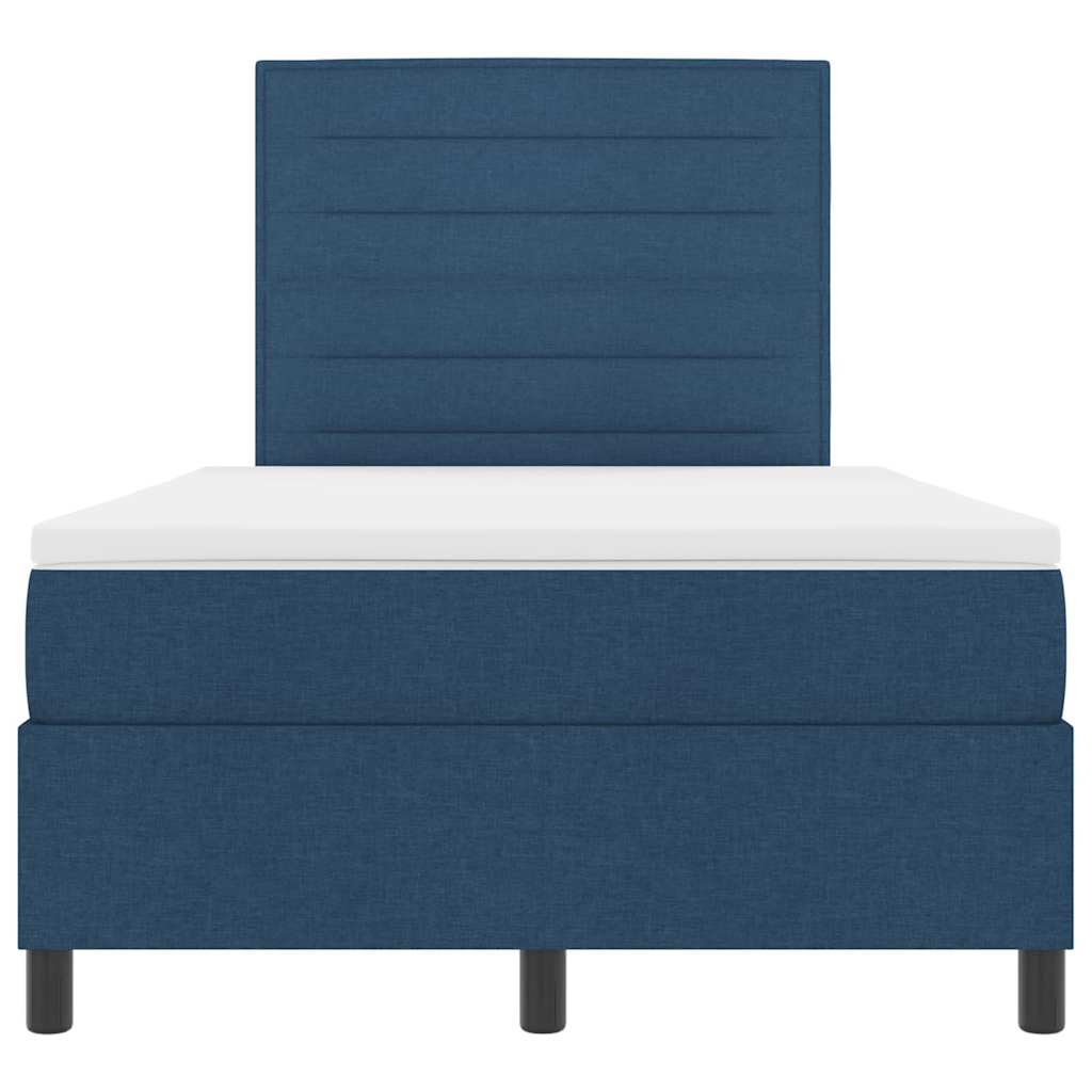 Box spring seng med madras med hovedgærde Blå 120 x 190 cm Stof