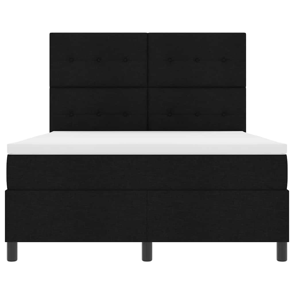 Box spring seng med madras Sort 140 x 200 cm Stof