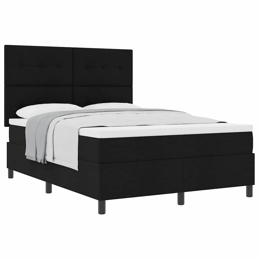 Box spring seng med madras Sort 140 x 200 cm Stof