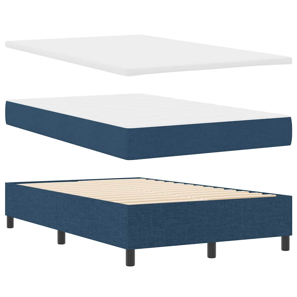 Box spring seng med madras med hovedgærde Blå 120 x 190 cm Stof