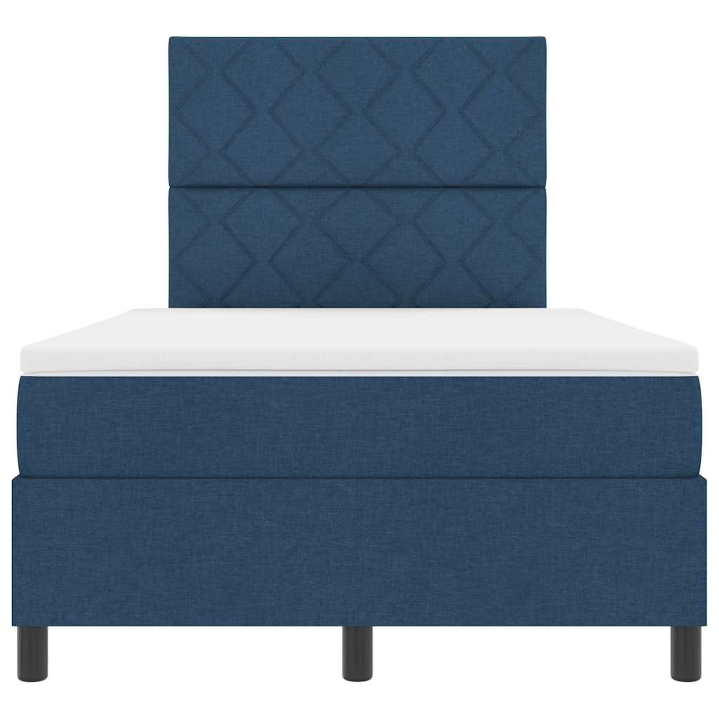 Box spring seng med madras med hovedgærde Blå 120 x 190 cm Stof