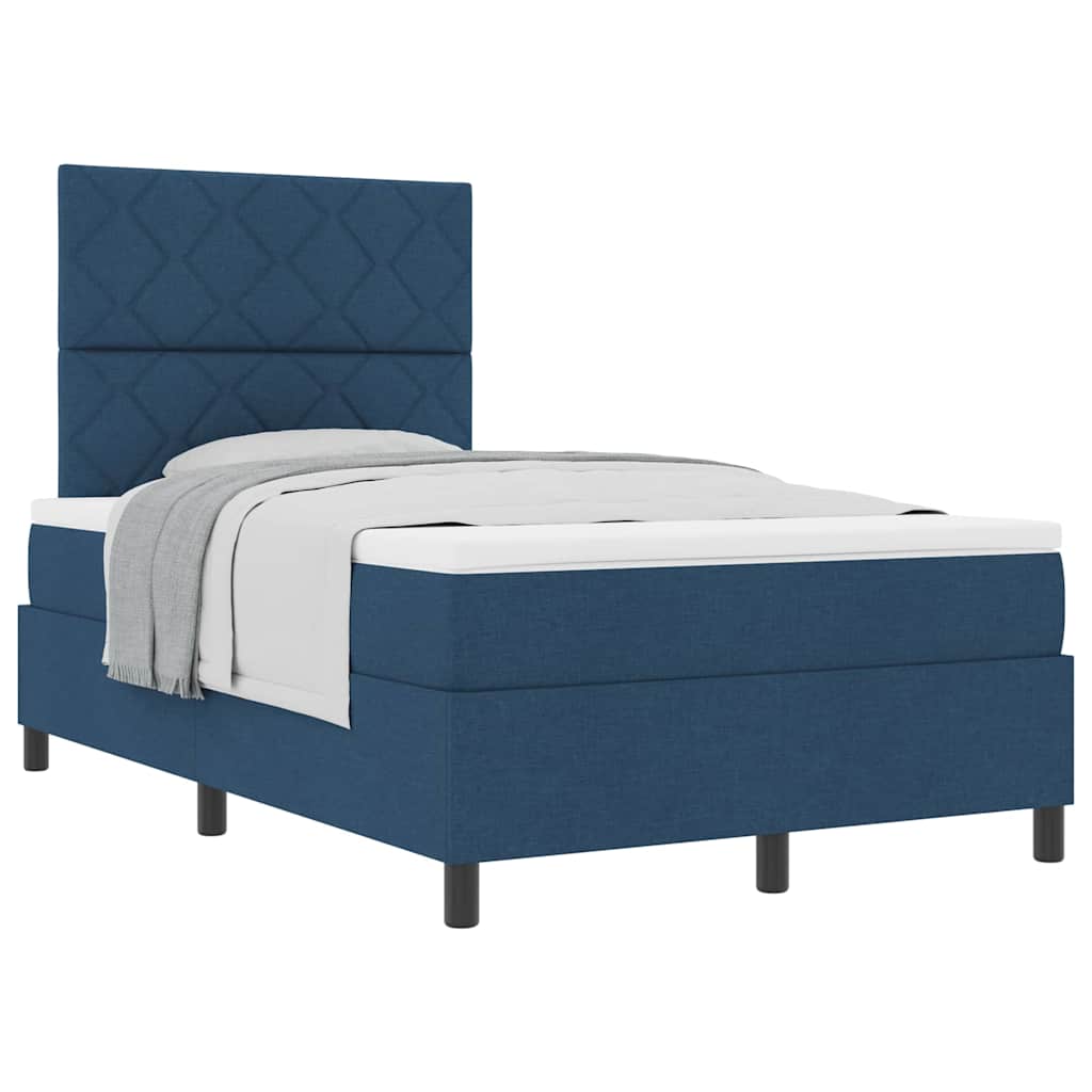 Box spring seng med madras med hovedgærde Blå 120 x 190 cm Stof