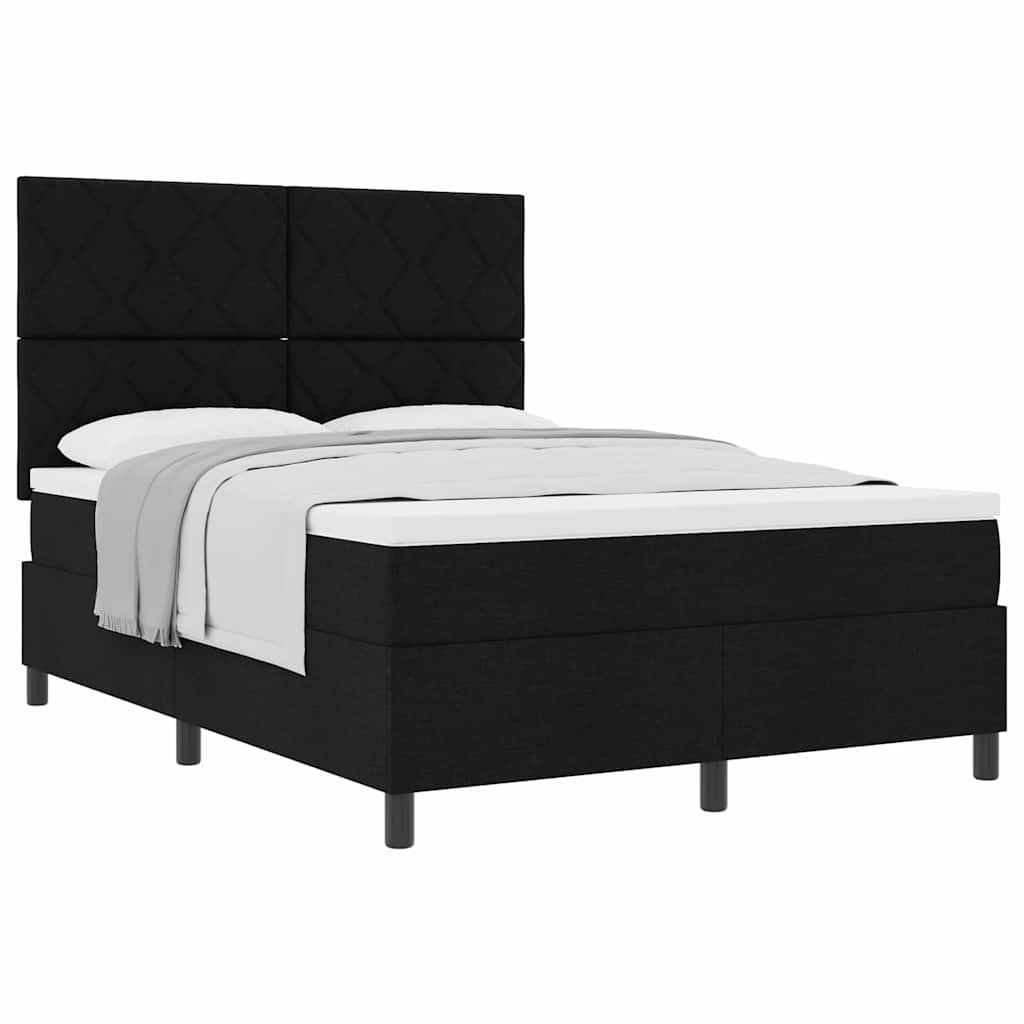 Box spring seng med madras Sort 140 x 200 cm Stof