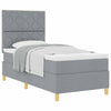 Box spring seng med hovedgærde Lysegrå 90 x 200 cm Stof