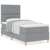 Box spring seng med hovedgærde Lysegrå 90 x 200 cm Stof