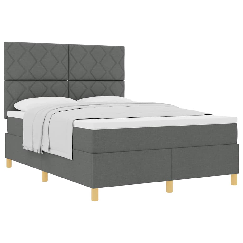 Box spring seng med hovedgærde Mørkegrå 140 x 200 cm Stof